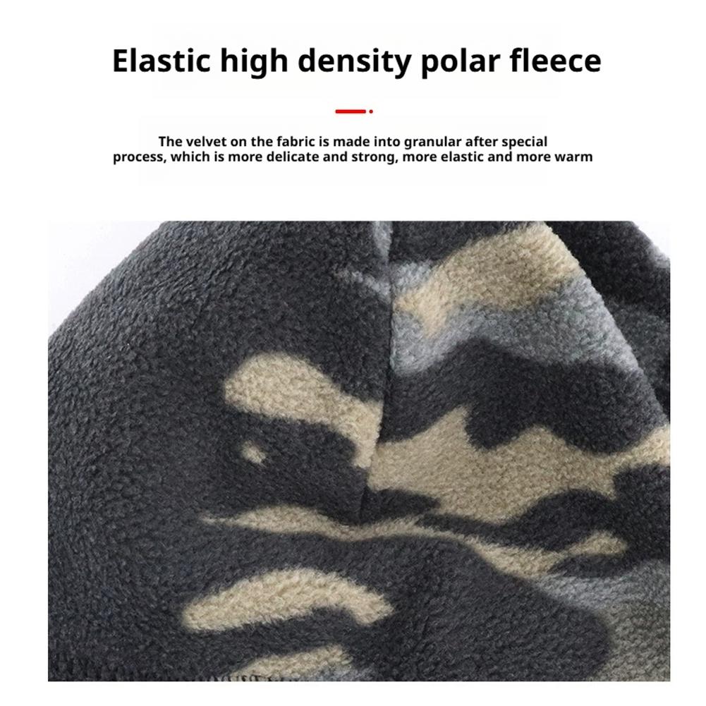 Reversible Windproof Fleece Beanie Hats Mens Winter Skull Cap Camouflage Thick Beanie Unisex Stretchy Cuffed Beanie with Fleece