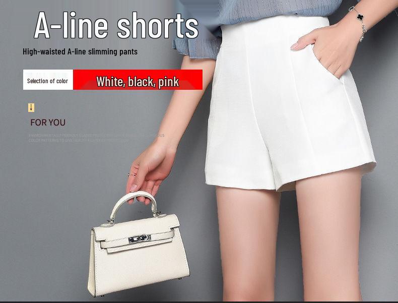Women's Plus Size High Waist White A-Line Shorts - Slimming, Loose Fit, Wide Leg, Perfect for Spring/Summer Casual Wear