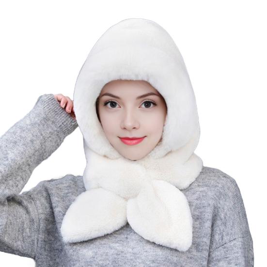 Women Hat Solid Color Elastic Knitted Warm Winter Hat With Scarf Outdoor