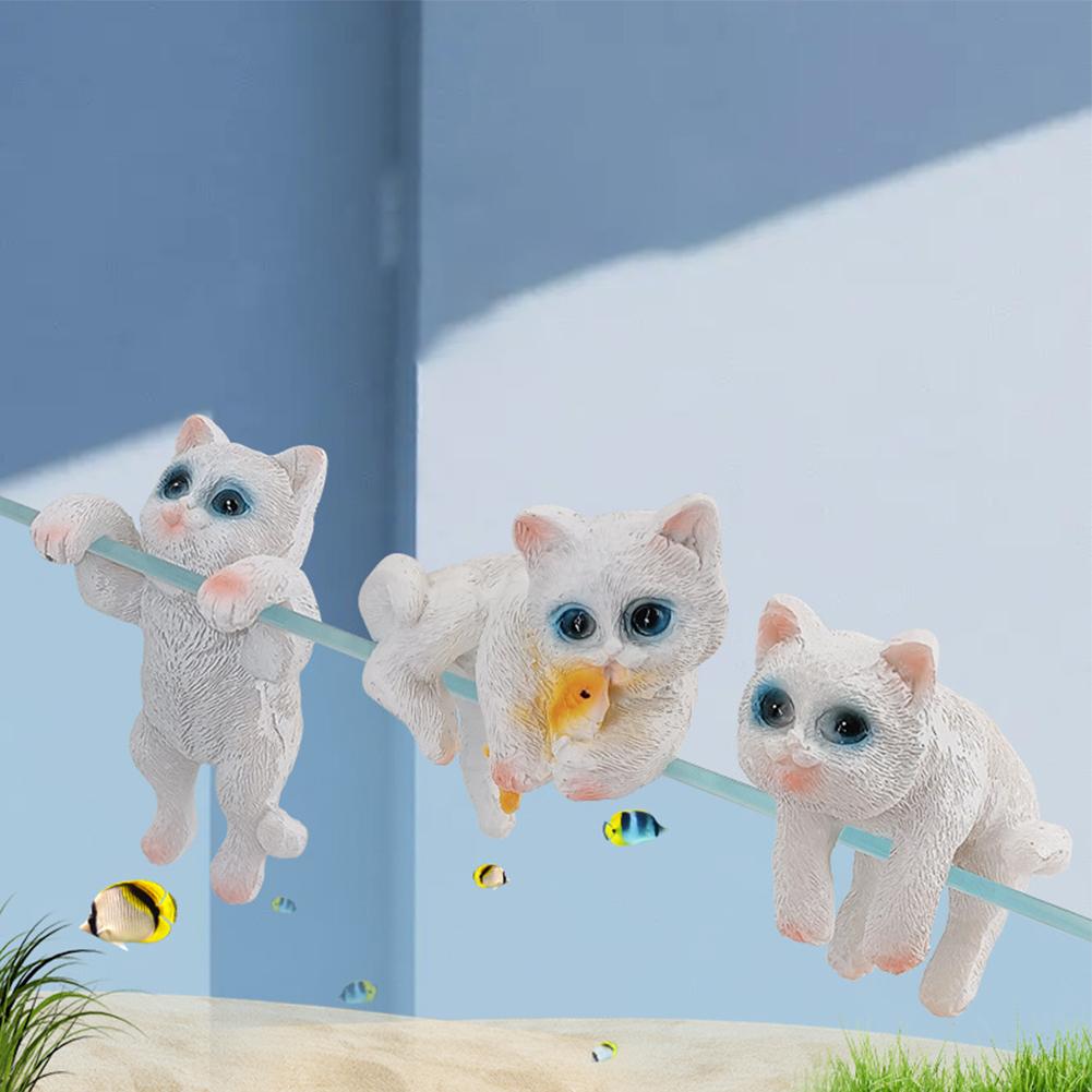 Fish Tank Creative Cute Hanging Backpack Cat Artificial Lifelike Ornaments Aquarium Landscaping Decoration