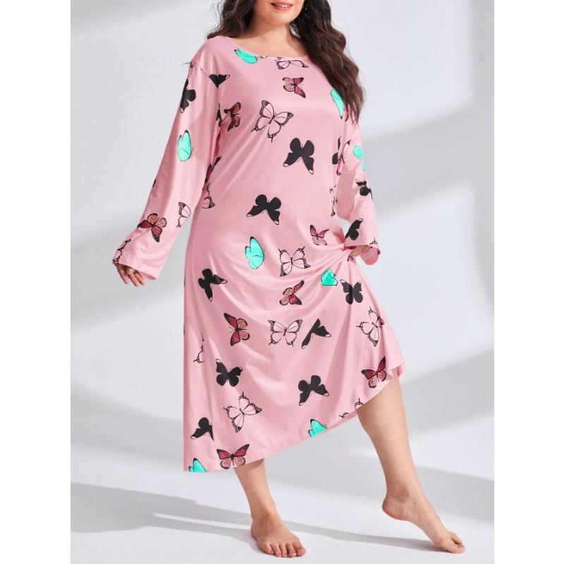 YYFS Robes décontractées à manches longues et col rond pour femmes, mode printemps-automne, taille ample