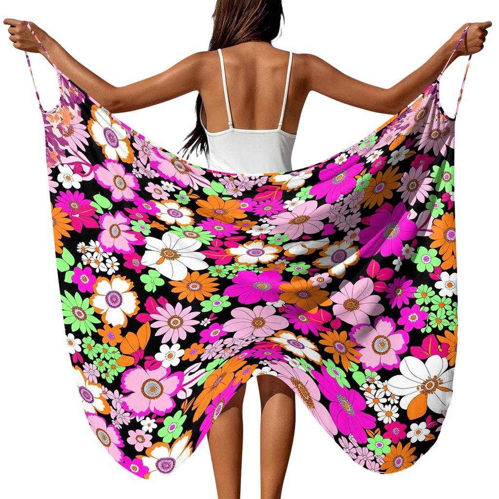 Leichtes Strandtuch mit Blumenmuster zum Umwickeln für Damen, Weich, Atmungsaktiv, Vielseitig einsetzbar, Überwurf, Decke, Schal, Tuch