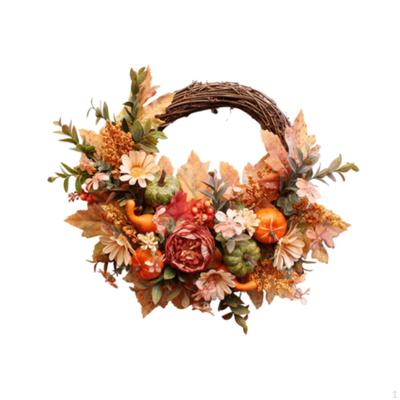 Autumn Artificial Wreath ,Thanksgiving Harvest ,Wall Rustic Decorative Outside Pumpkin Fall