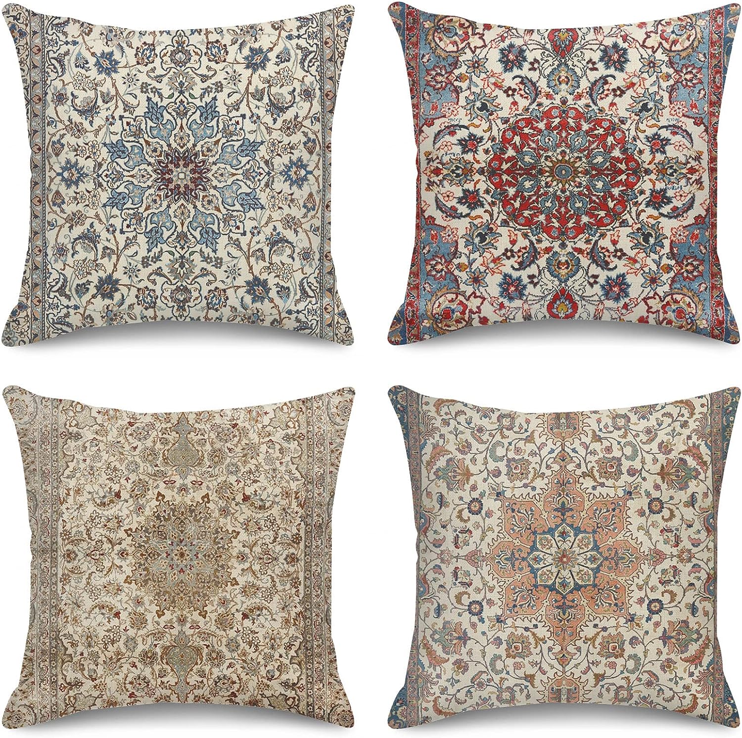 Jessica Chen Unisex Brown Mandala Pattern Throw Pillowcase Home Decoration Pillow Cover Outdoor Cushion Sofa Cushion Cover Decoration