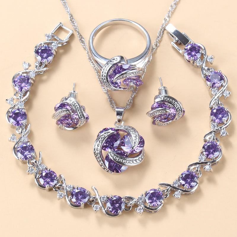 Hochzeitsaccessoires Damen Ohrring und Ring Schmucksets Top Qualität Bunter Zirkonia Brautschmuck