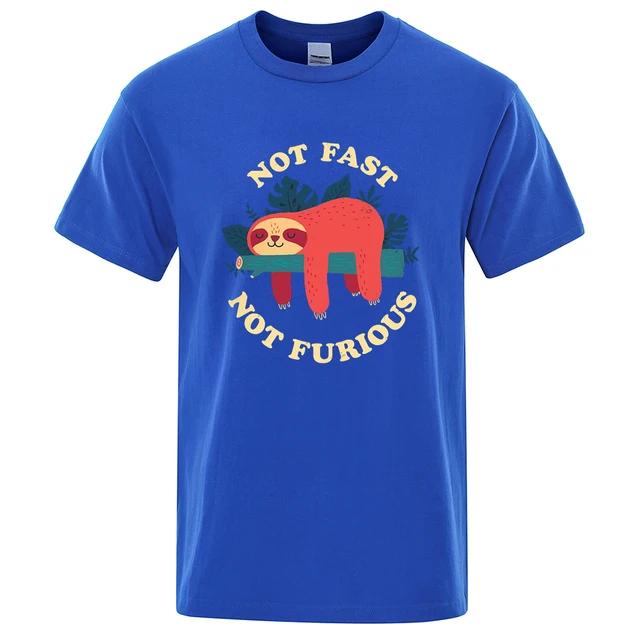 Not Fast Not Furious Sloth Cute Print Men Tee Shirts Breathable Cotton Tops Street Fashion T-shirt Women Casual Summer T Shirts