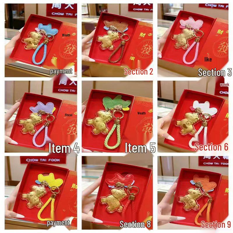 

999 Pure Gold Wealth Attraction Keychain Pendant Gift Box for Best Friend Style 7