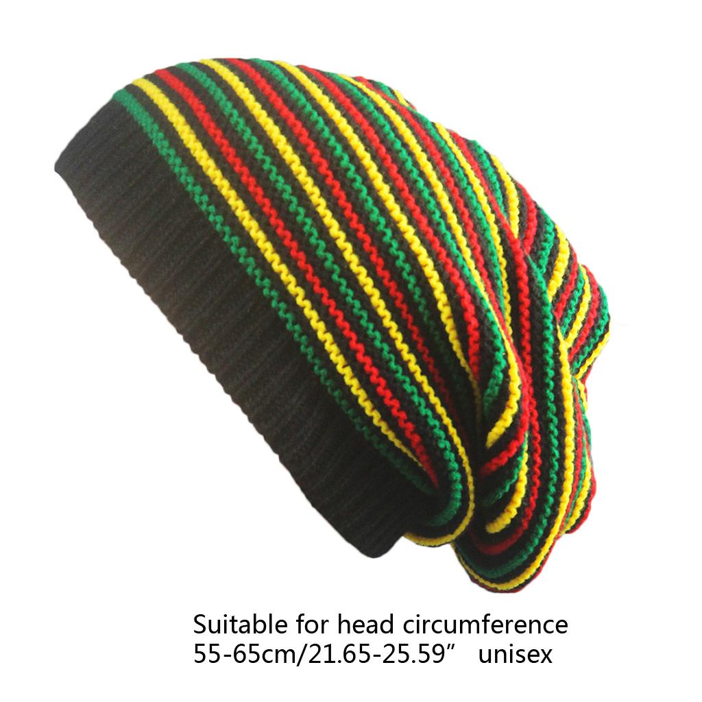 Autumn Street Knitting Beanie Hat Unisex Jamaica Stripes Baggy Hip Hop Skull Cap