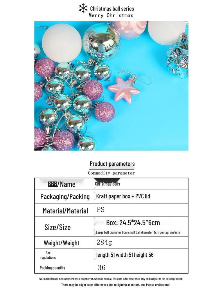 Cangyan Painted Christmas Ball Ornament Set – Mixed Styles, Electroplated Decorative Baubles In Gift Box for Christmas Tree.