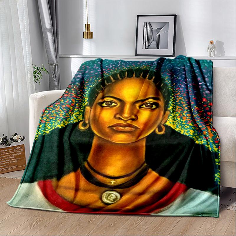 Ethiopian Painting Art Africa Blanket,Soft Throw Blanket for Home Bedroom Bed Sofa Picnic Travel Office Rest Cover Blanket Kids