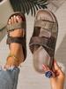 Large Size Rivet Haken Slippers for Women, Belt Buckle for Outdoor Wear, Exposed Toe Sandals