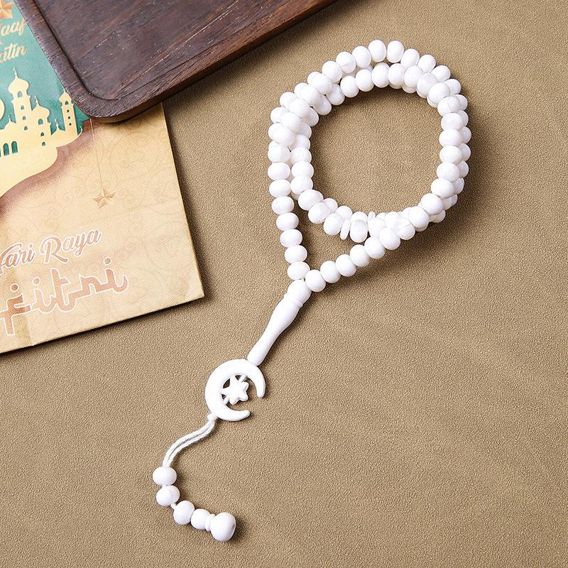 Mond Stern Rosenkranz Glatt Muslimische Tasbih Gebetsperlen Acrylperlen Halskette Exquisit 8mm Gebetsperlen Für Eid Al-Fitr Ramadan