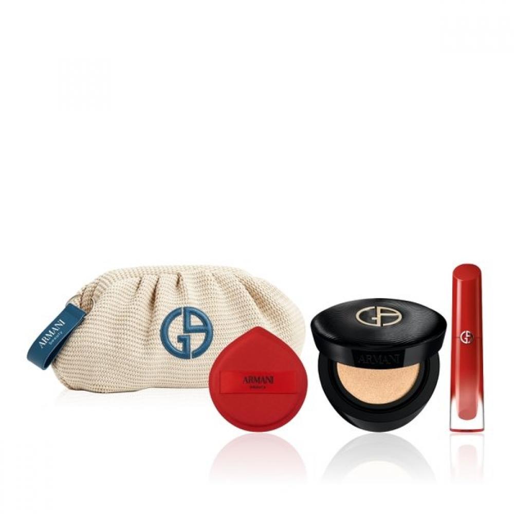 Armani Beauty New Luminous Silk Prima Glow Cushion   New Lip Maestro Magnet Set No. 0/No. 161 Magnet Beige [BEST]