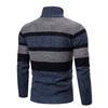 Men's Striped Long Sleeve Knitwear Casual Stand Up Collar Zip Cardigan Coat