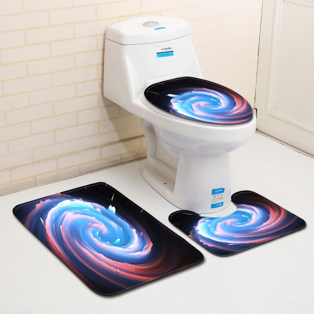Fashion Painted Toilet Three-Piece Floor Mat Bathroom Door Mat Coffee Table Sand Carpet
