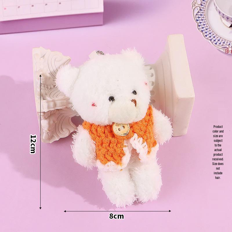 Blush Bear Plush Vest Keychain - Cute Teddy Backpack Charm Gift