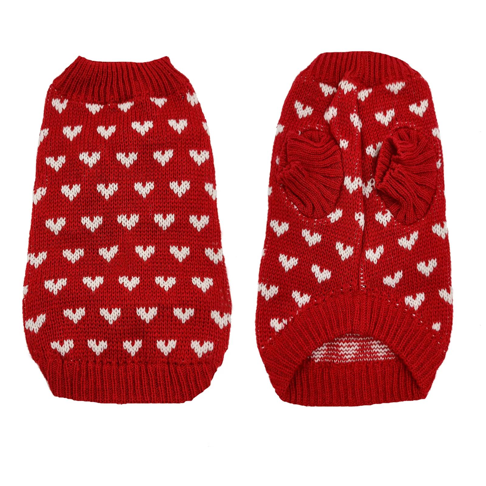 Pet Knit свитера Одежда для собак Зимняя теплая куртка для щенков Одежда для собак Чихуахуа Французский бульдог XS красный