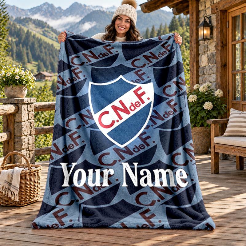 Club Nacional Football Custom Name Flannel Blanket Personalized Soft Warm Plush Throw Blanket Customized Gift for Family Friends
