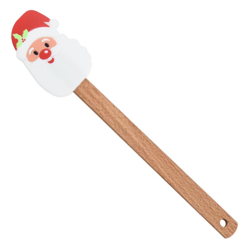 Beech Wood Silicone Christmas Cake Spatula & Scraper for Baking