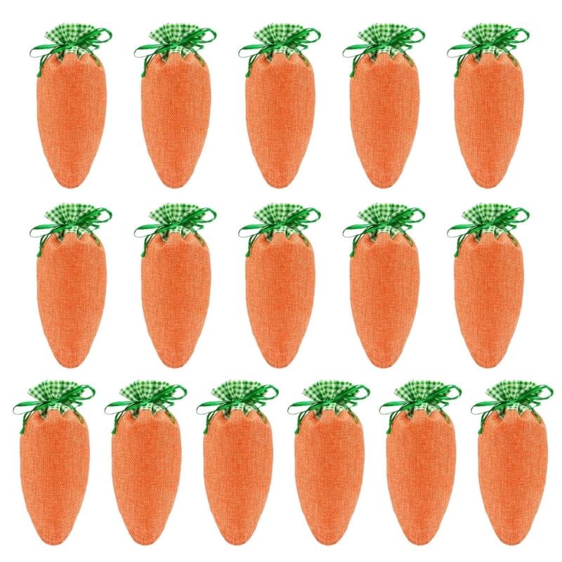Pack Of 16 Bright Carrot Shape Drawstring Bags Gift Wrapping Bag For Enhancing Easter Atmosphere And Organizing Toy 1