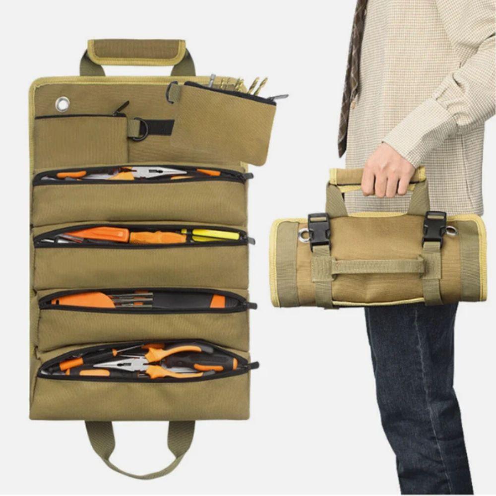 Lightweight Roll Up Tool Bag Heavy Duty Large Size Wrench Pouch Multiple Pockets Oxford Cloth Tool Organizer Home Use