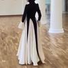 2025 Autumn Black and White Spliced Long Dress: Elegant, Sexy, and Dignified Women's Fashion for the Middle East
