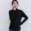 Gola alta manga longa feminina topo outono inverno sólido solto modal camiseta topo streetwear