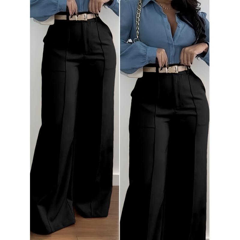 Women S Solid Color Straight Leg Suit Fabric Casual Pants S