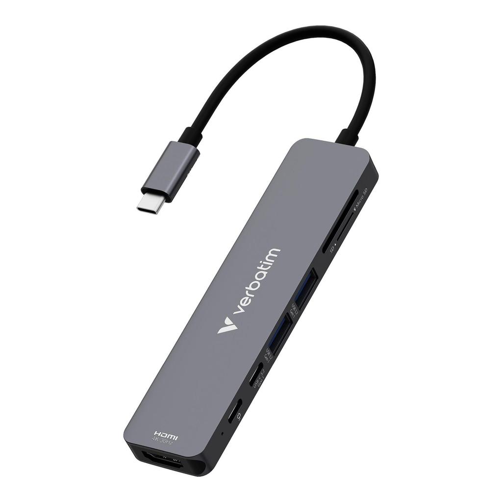 Hub USB Verbatim Multi Port Essentials USB-C PD, USB-C, 2xUSB-A 3.0, HDMI, SD/microSD