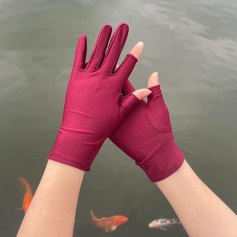 Damen Sonnenschutzhandschuhe ohne Finger: Spandex, Elastisch, Touchscreen-kompatibel, Perfekt für die Teeernte im Frühling bis Herbst und für den Außenbereich.