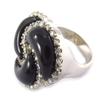 Bague Argent 'Romy' Noir Blanc - 25x25 mm