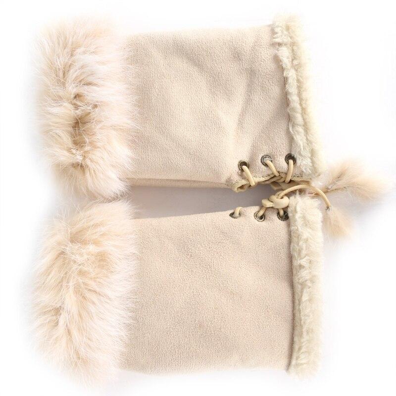 Women Teen Classic Winter Warm Rabbit Faux Fur Hands Wrist Fingerless Gloves Mittens Fingerless Hand Warmer Mitten Gloves
