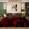 1pc Luxurious Machine Area Rug Fiber Dotted Backing Use Home Carpet Living Room Bedroom Dining Black Red Marble Texture Decor