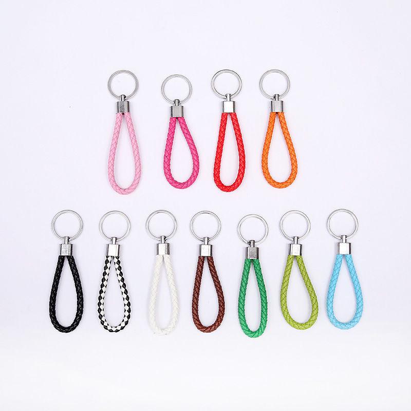 Handmade Braided Leather Keychain: Thick Cord for Practical Waist or Bag Hanging, Perfect for Couples.