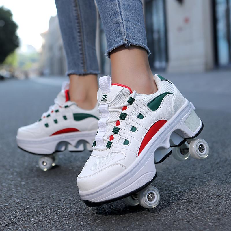 Scarpe da Skate con Ruote Sneakers con Ruote Ragazzo/Ragazza Pattini a Rotelle Scarpe Roller Scarpe Deformabili Scarpe da Pattinaggio a Rotelle Scarpe da Skate per Ragazzi