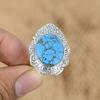 Mothers day Deal 925 Sterling Silver Natural Tibetan Turquoise Multi Stone Ring