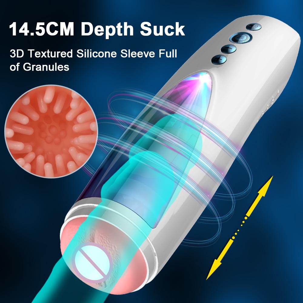Automatic Telescopic Rotation Male Masturbators Cup Silicone Vagina Real Blowjob Pussy Adult Goods Masturbation Sex Toys For Men