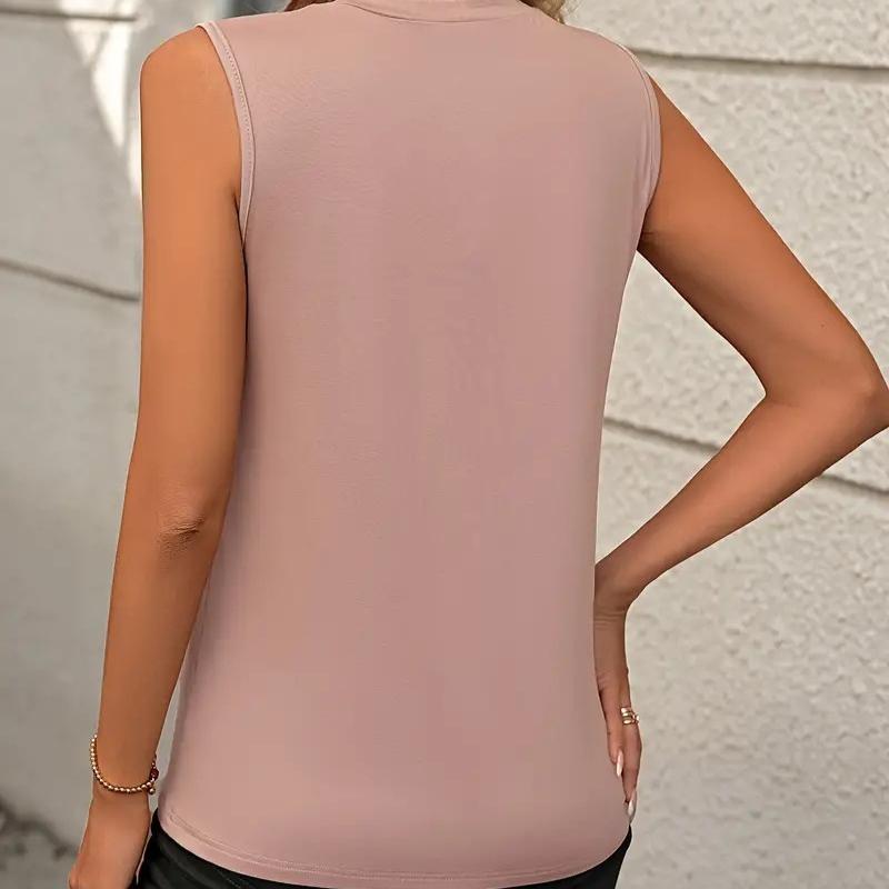 Summer New Solid Color Round Neck Sleeveless Loose T-shirt Shirt Vest for Women