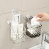 Klarer Kunststoff Wandmontierter Aufbewahrungskorb Ohne Bohren Für Badezimmer Hautpflege Make-up Organizer