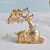 Golden Deer Ornaments Set of 2 Christmas Tree Decorations Reindeer Gold Stylish Cute Sparkly