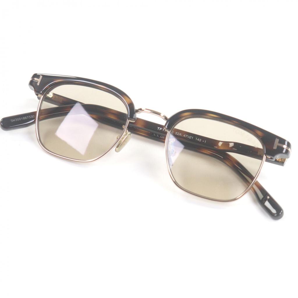 Excellent TOM FORD sunglasses Marble Half Rim Clear Brown Gold Yellow Lens Used