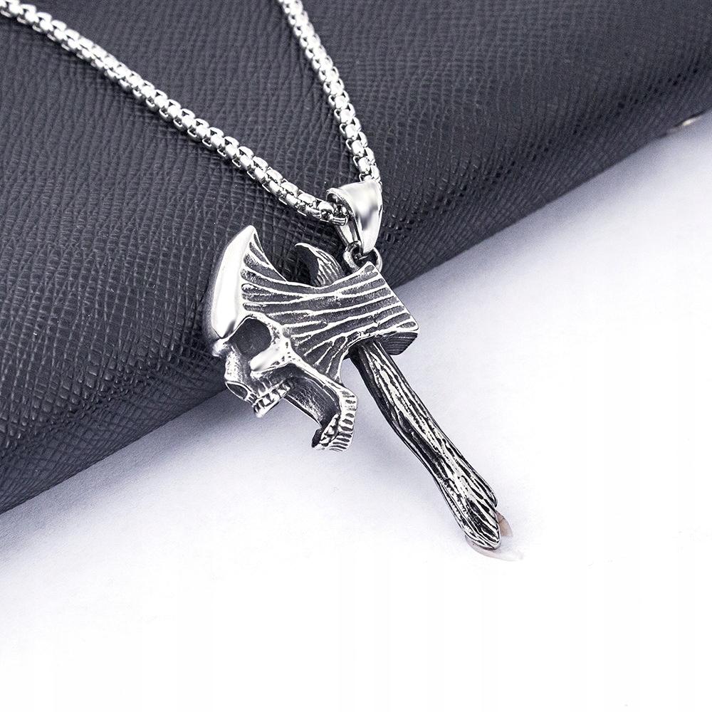Nordic Viking Axe Skull Necklace 350
