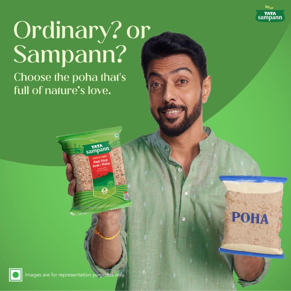 TATA Sampann Roter Reis Poha Flocken Hoher Ballaststoffgehalt Gesundes Frühstück 500 g