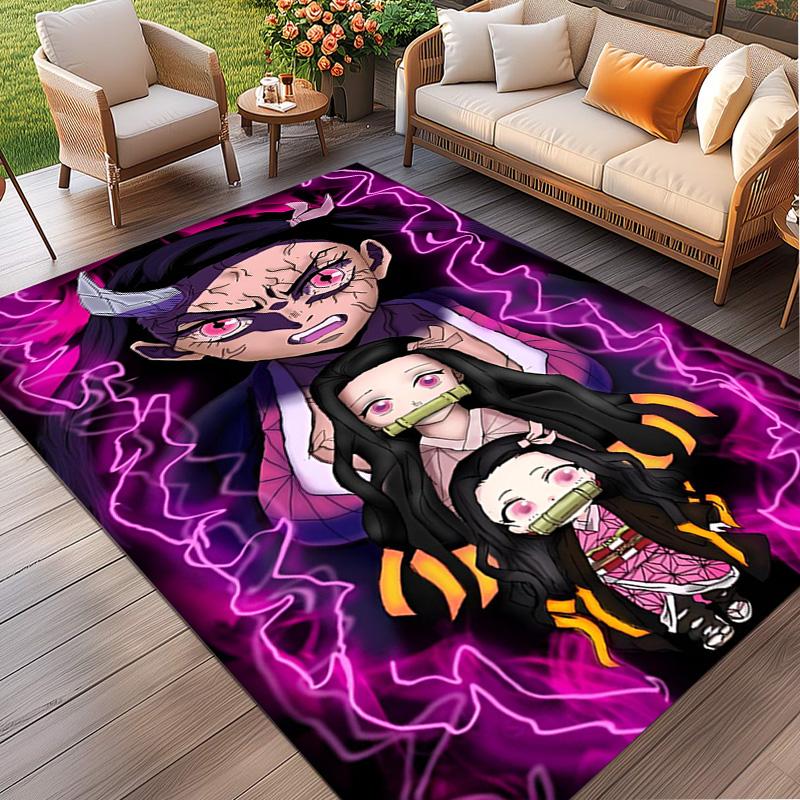 Demon Slayer Print Rug, Washable Floor Carpet, For Entryway Dorm Laundry Room Office Study, Home Decor Birthday Christmas Gift