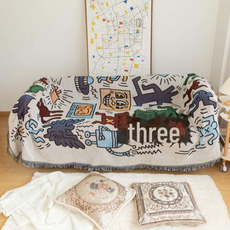 American Graffiti Sofa Towel: Japanese & Korean Style Decorative Sofa Cover Blanket KTY 90x240 cm