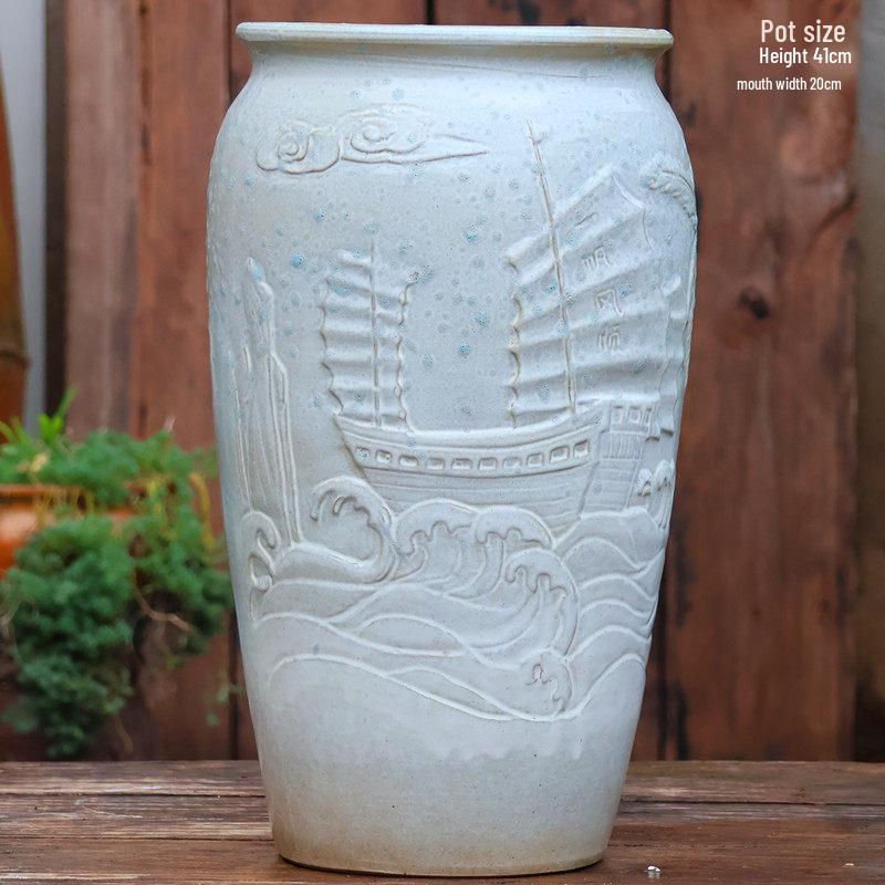 Large Coarse Ceramic Succulent Pot: Tall, Breathable, for Bougainvillea & Birds of Paradise