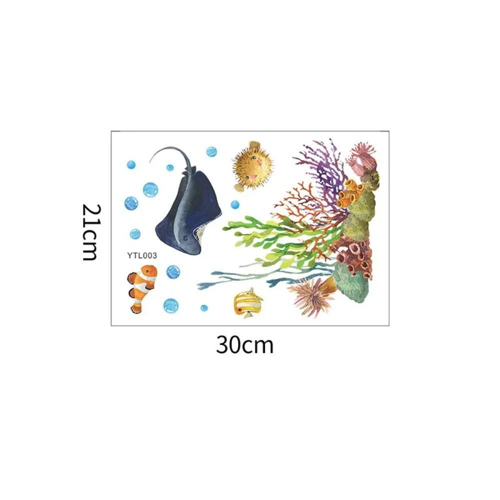 Luminous WC Toilet Lid Decal Undersea Animal Fish Coral Toilet Cover Sticker  Restroom