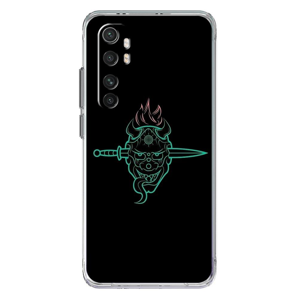 Samurai Oni Mask neon etui na telefon do Xiaomi Mi 12T 10 12 Lite 11 Ultra 11X 11T Pro 11i Poco X4 X3 NFC F3 M3 M4 5G Przezroczysta obudowa