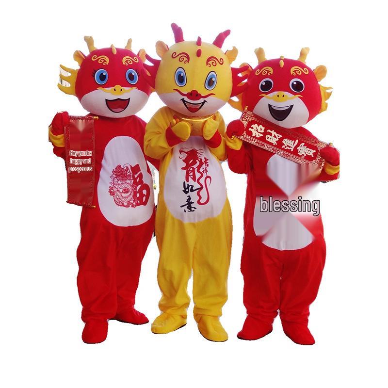 Dragon Zodiac Mascot Costume: New Year Cartoon Performance Outfit