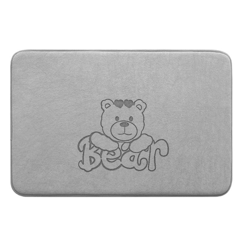Absorbent Foot Mat for Bathroom Door Bear Print Square Foot Mat for Bathroom Non-slip Mat for Toilet Thickened Door Mat
